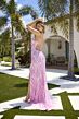 Primavera Couture 4398 High Slit Spaghetti Strap Beaded Dress