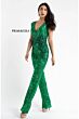 Primavera Couture 3775 Cap Sleeve V-Neck Sequined Jumpsuit