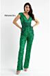 Primavera Couture 3775 Cap Sleeve V-Neck Sequined Jumpsuit