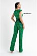 Primavera Couture 3775 Cap Sleeve V-Neck Sequined Jumpsuit