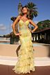 Primavera Couture 4507 High Slit Tiered Ruffle Skirt Dress