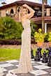 Primavera Couture 4509 Beaded Ruched Skirt High Slit Dress