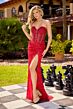 Primavera Couture 4509 Beaded Ruched Skirt High Slit Dress