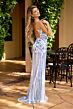Primavera Couture 4519 High Slit Scoop Neck Beaded Dress