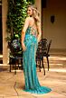 Primavera Couture 4519 High Slit Scoop Neck Beaded Dress