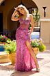 Primavera Couture 4521 High Slit Illusion Corset Top Dress