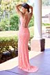 Primavera Couture 4522 Plunging Neck High Slit Beaded Dress