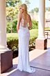Primavera Couture 4522 Plunging Neck High Slit Beaded Dress