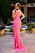 Primavera Couture 4529 Plunging Neck Beaded Sleeveless Dress