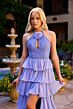 Primavera Couture 4530 Tiered Skirt High Slit Dress