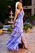 Primavera Couture 4530 Tiered Skirt High Slit Dress