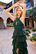 Primavera Couture 4530 Tiered Skirt High Slit Dress