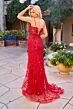 Primavera Couture 4532 Plunging Neck Spaghetti Strap Beaded Dress