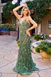Primavera Couture 4532 Plunging Neck Spaghetti Strap Beaded Dress