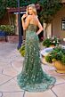 Primavera Couture 4532 Plunging Neck Spaghetti Strap Beaded Dress