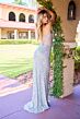 Primavera Couture 4544 Illusion Top High Slit Sequined Dress