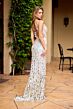 Primavera Couture 4554 Lace-Up Back Beaded V-Neck Dress