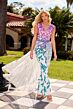 Primavera Couture 4569 Sheer Overskirt Beaded V-Neck Jumpsuit