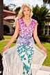Primavera Couture 4569 Sheer Overskirt Beaded V-Neck Jumpsuit