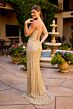 Primavera Couture 4591 Spaghetti Strap Lace-Up Back Beaded Dress