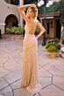 Primavera Couture 4592 High Slit Beaded Cross Back Dress
