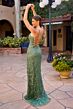 Primavera Couture 4592 High Slit Beaded Cross Back Dress