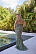 Primavera Couture 14071 Spaghetti Strap Floral Cross Back Dress