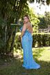 Primavera Couture 14072 Beaded Lace-Up Back Scoop Neck Dress
