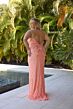 Primavera Couture 14072 Beaded Lace-Up Back Scoop Neck Dress