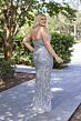 Primavera Couture 14078 Spaghetti Strap Beaded V-Neck Dress