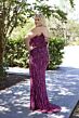 Primavera Couture 14083 Plunging Neck Beaded High Slit Dress