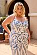 Primavera Couture 14101 Spaghetti Strap Beaded Lace-Up Back Dress