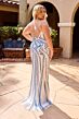 Primavera Couture 14101 Spaghetti Strap Beaded Lace-Up Back Dress