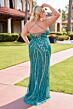 Primavera Couture 14101 Spaghetti Strap Beaded Lace-Up Back Dress