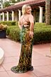 Primavera Couture 14108 Lace-Up Cross Back Spaghetti Strap Dress