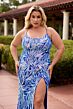 Primavera Couture 14108 Lace-Up Cross Back Spaghetti Strap Dress