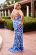 Primavera Couture 14108 Lace-Up Cross Back Spaghetti Strap Dress