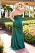 Primavera Couture 14109 Pleated Waist Strapless Satin Dress