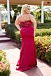 Primavera Couture 14109 Pleated Waist Strapless Satin Dress
