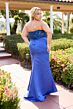 Primavera Couture 14109 Pleated Waist Strapless Satin Dress