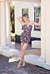 Primavera Couture 4431 Notched Neckline Floral Pattern Dress