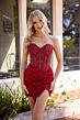 Primavera Couture 4439 Front Slit Ruched Skirt Dress