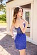 Primavera Couture 4439 Front Slit Ruched Skirt Dress