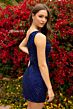 Primavera Couture 3830 Linear Beadwork One Shoulder Dress
