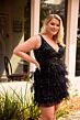 Primavera Couture 14092 Ruffle Skirt Low V-Back Plus Size Dress