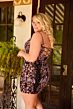 Primavera Couture 14095 Plunging Neckline Floral Plus Size Dress