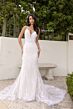 Primavera Couture 11103 Long Train Plunging Neck Wedding Gown