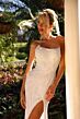 Primavera Couture 11202 Lace-Up Back High Slit Bridal Dress