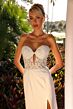 Primavera Couture 11205 Illusion Corset High Slit Wedding Dress