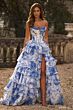 Sherri Hill 57250 Ruffle Skirt Strapless Floral Dress